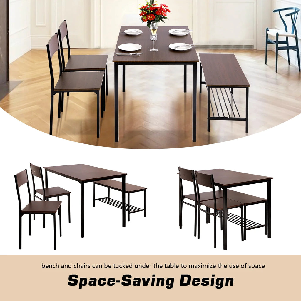 Dining Table Set for 4 with Storage Bench B627