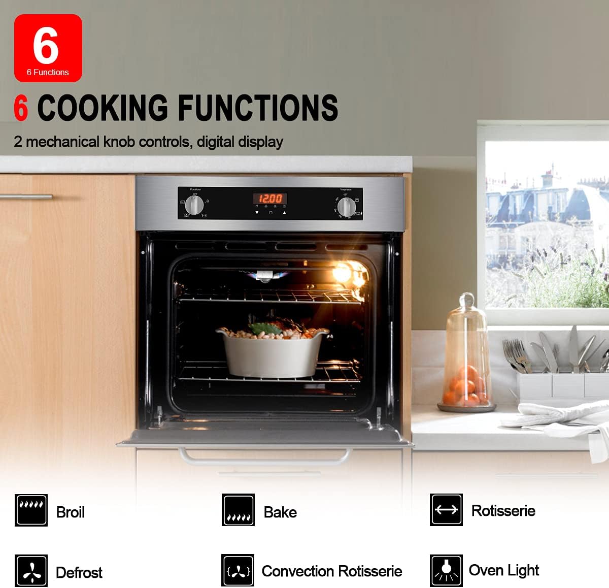 24 Built-in Natural Gas Single Wall Oven with Rotisserie C27799