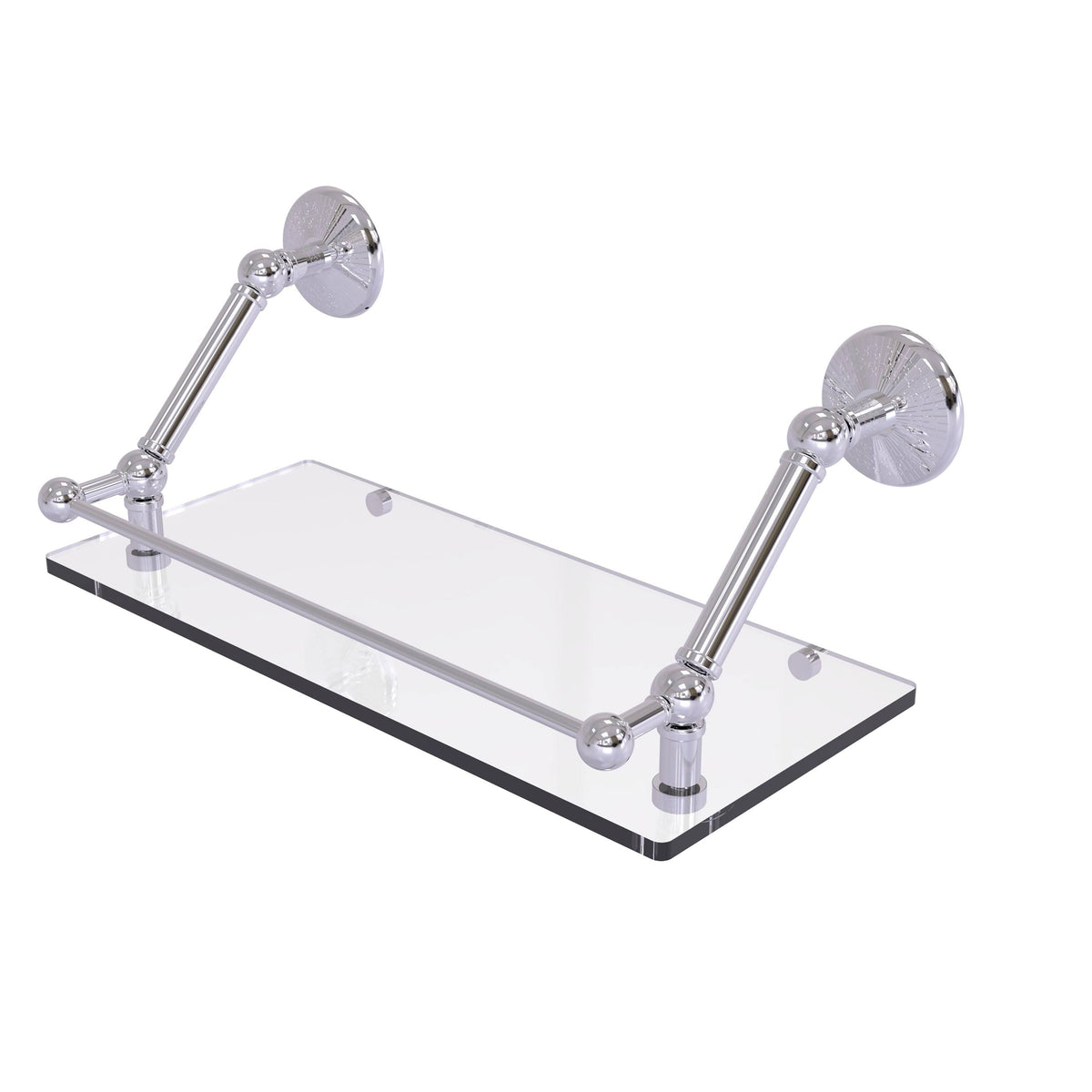 Floating Glass Shelf with Gallery Rail 18 Inch B288384