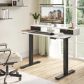 48"x24" Height Adjustable Standing Desk with 2 Drawers Black Frame White Top H2653