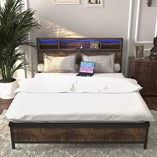 Queen Size Bed Frame with Drawers and Headboard S487