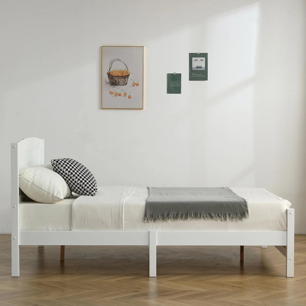 Queen Solid Pine Wood Platform Bed Frame with Headboard D420