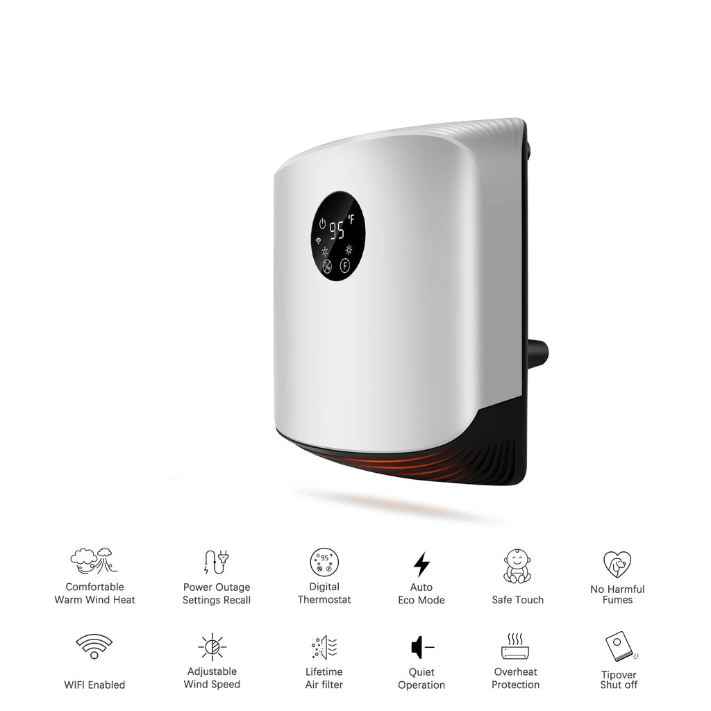 1500W Portable Wall Mounted Space Heater with Adjustable Thermostat E579