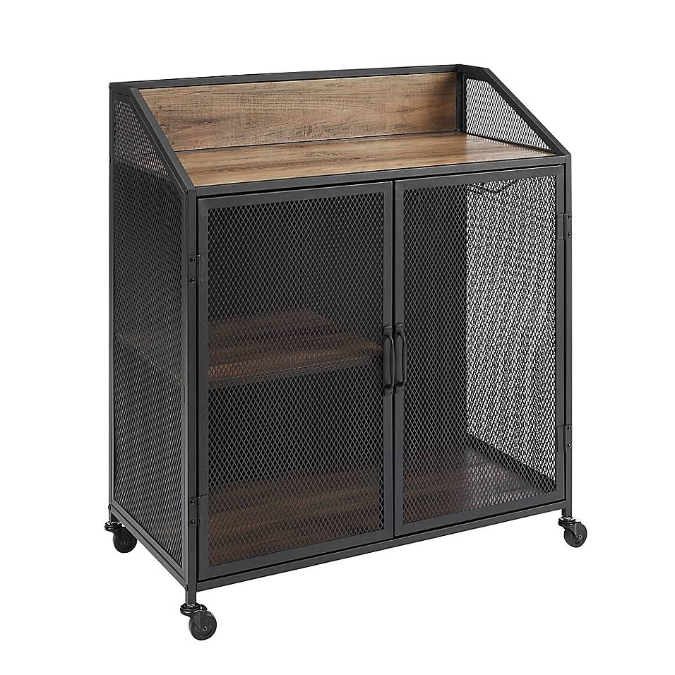 33x22 Rustic Oak Wood Bar Cabinet E5775