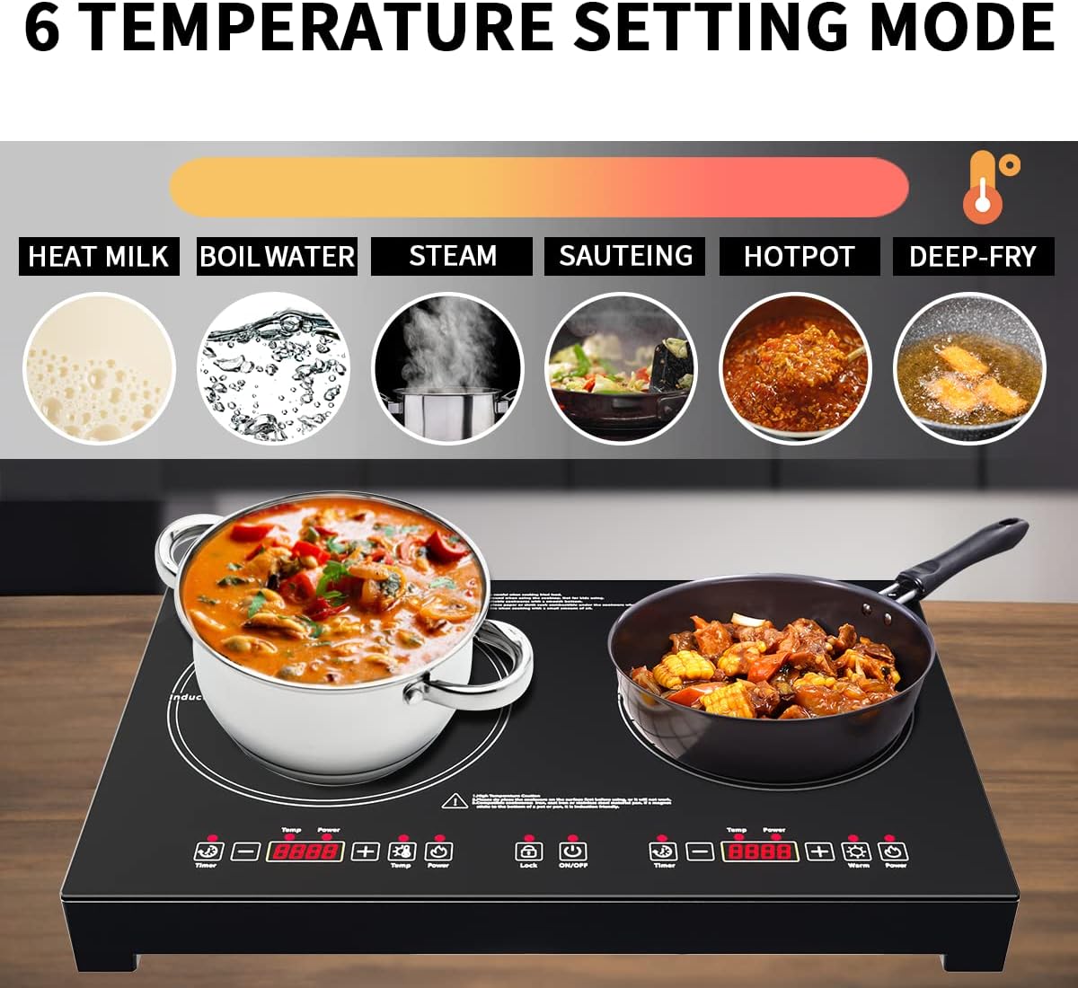 1800W Double Induction Cooktop with Kids Safety Lock O710