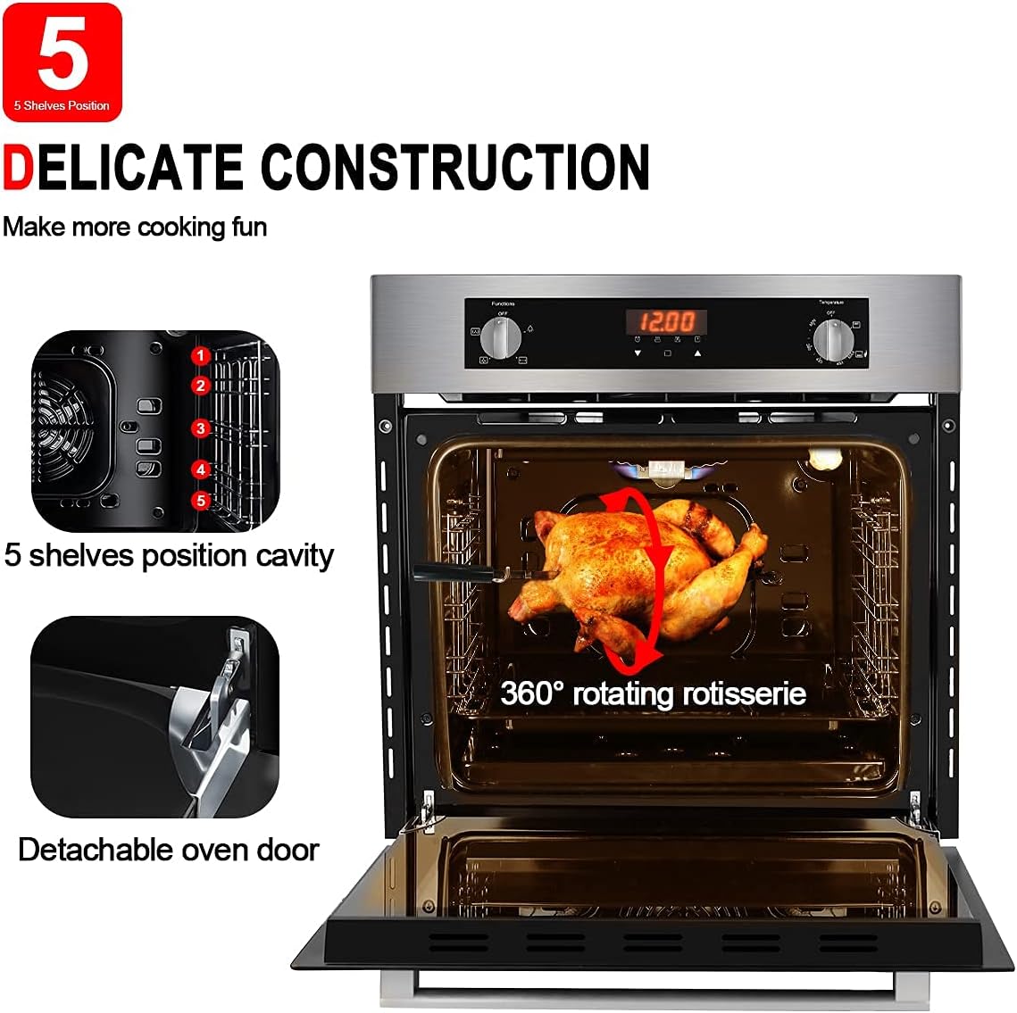 24 Built-in Natural Gas Single Wall Oven with Rotisserie C27799