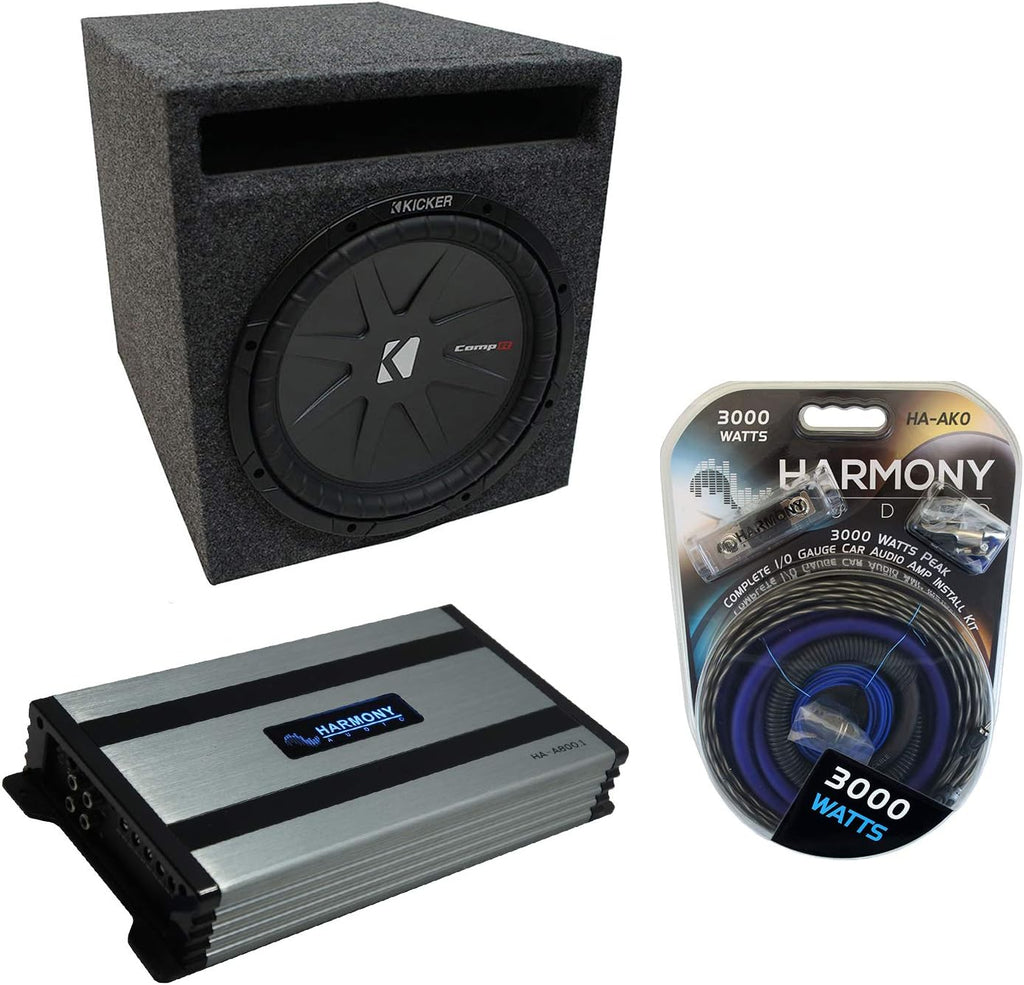Single 12 Sub Box Bundle with Amp & Install Kit L6693