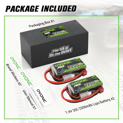2S 2200mAh 7.4V Lipo Battery with T Connector 2 Packs R871