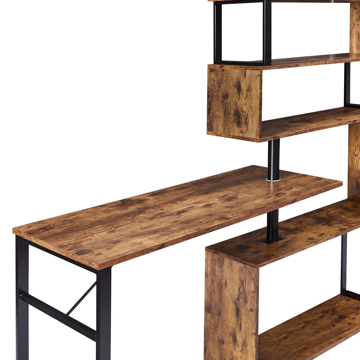 L-Shaped Corner Computer Desk with Bookshelf R435