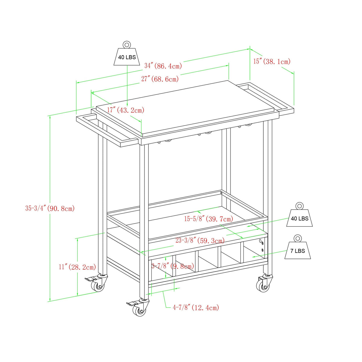 Faux Marble Serving Bar Cart with Dark Walnut Base F73447