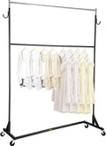Height Adjustable Rolling Steel Garment Rack with Lockable Casters Y81043