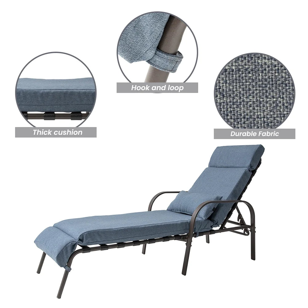 Blue Outdoor Steel Recliner Chaise Lounge S443