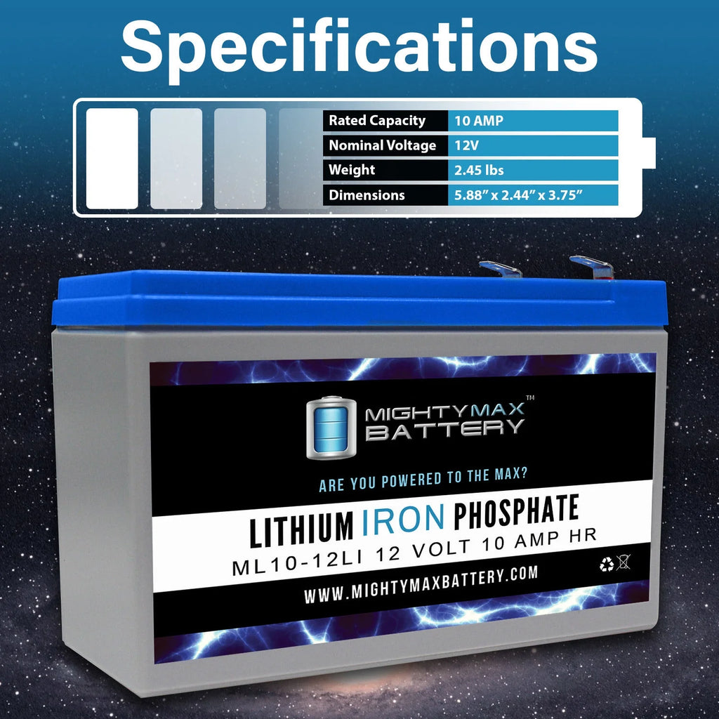 12V 10AH Lithium Replacement Battery F389