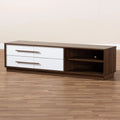 Two-Tone White And Walnut 4-Drawer Wood TV Stand S723