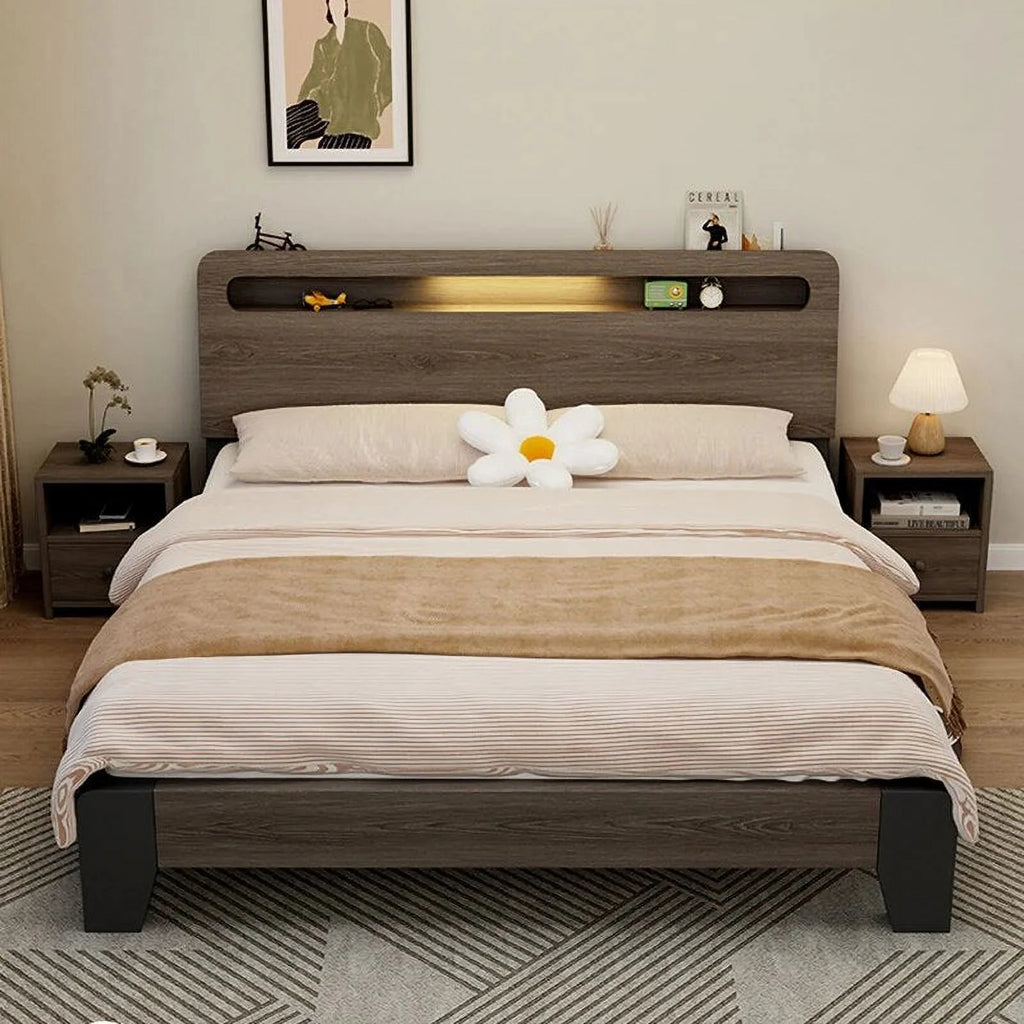 King Size Wooden Bed Frame with Storage A9595