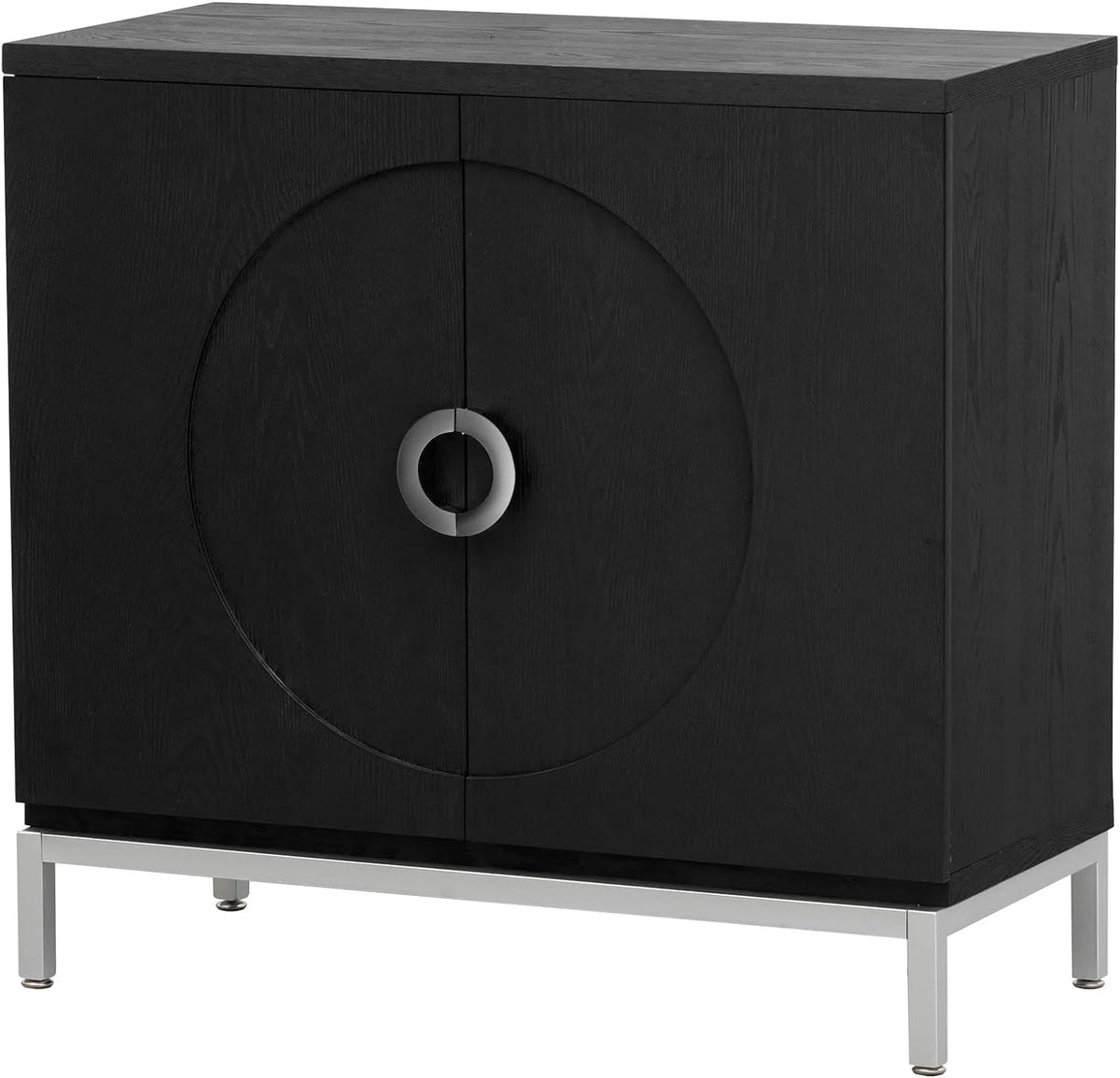 Black Storage Cabinet with Solid Wood Veneer X17900