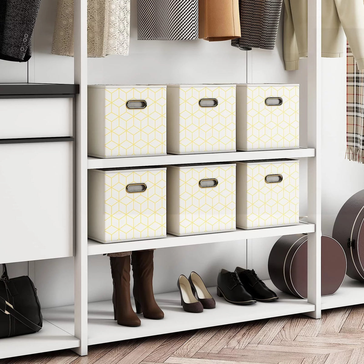 Set of 6 Collapsible Storage Cubes with Handles P9569