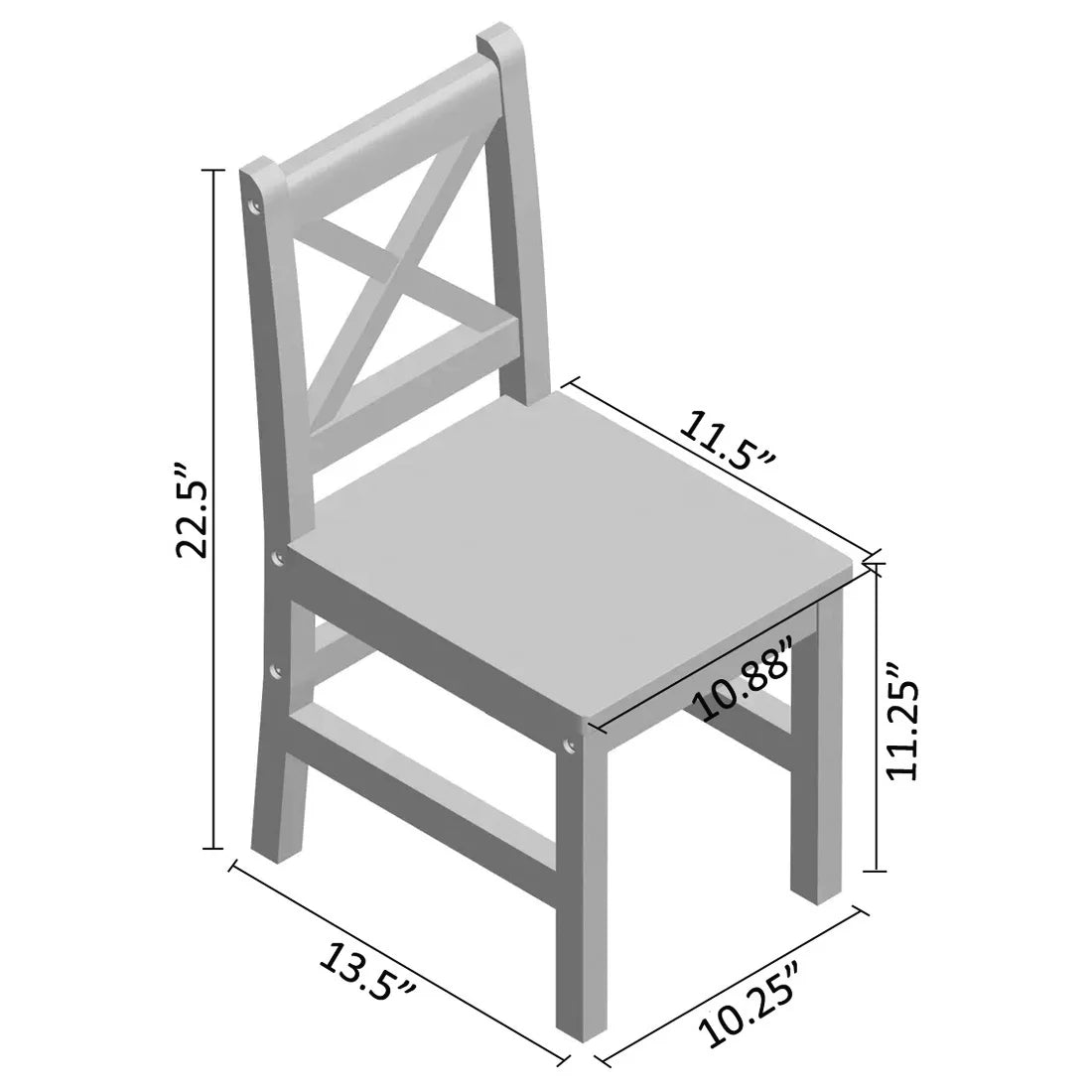 Solid Hard Wood Kids Table and Chair Set, 3 Pieces M2332