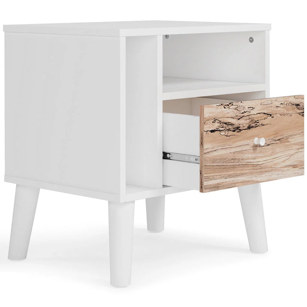Two-tone Brown White Nightstand V458