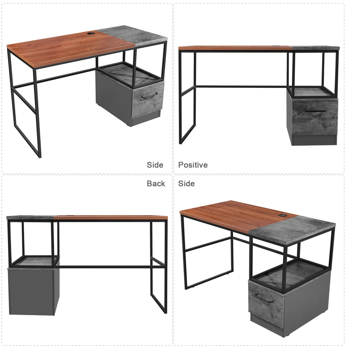 47" Home Office Desk with File Drawers Storage Shelves M6265