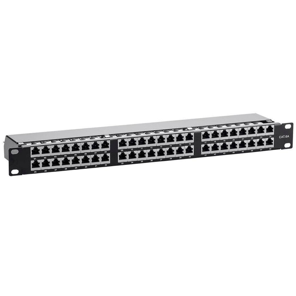 Cat6a 1U Shielded Patch Panel, 48 RJ45 Ports E82118