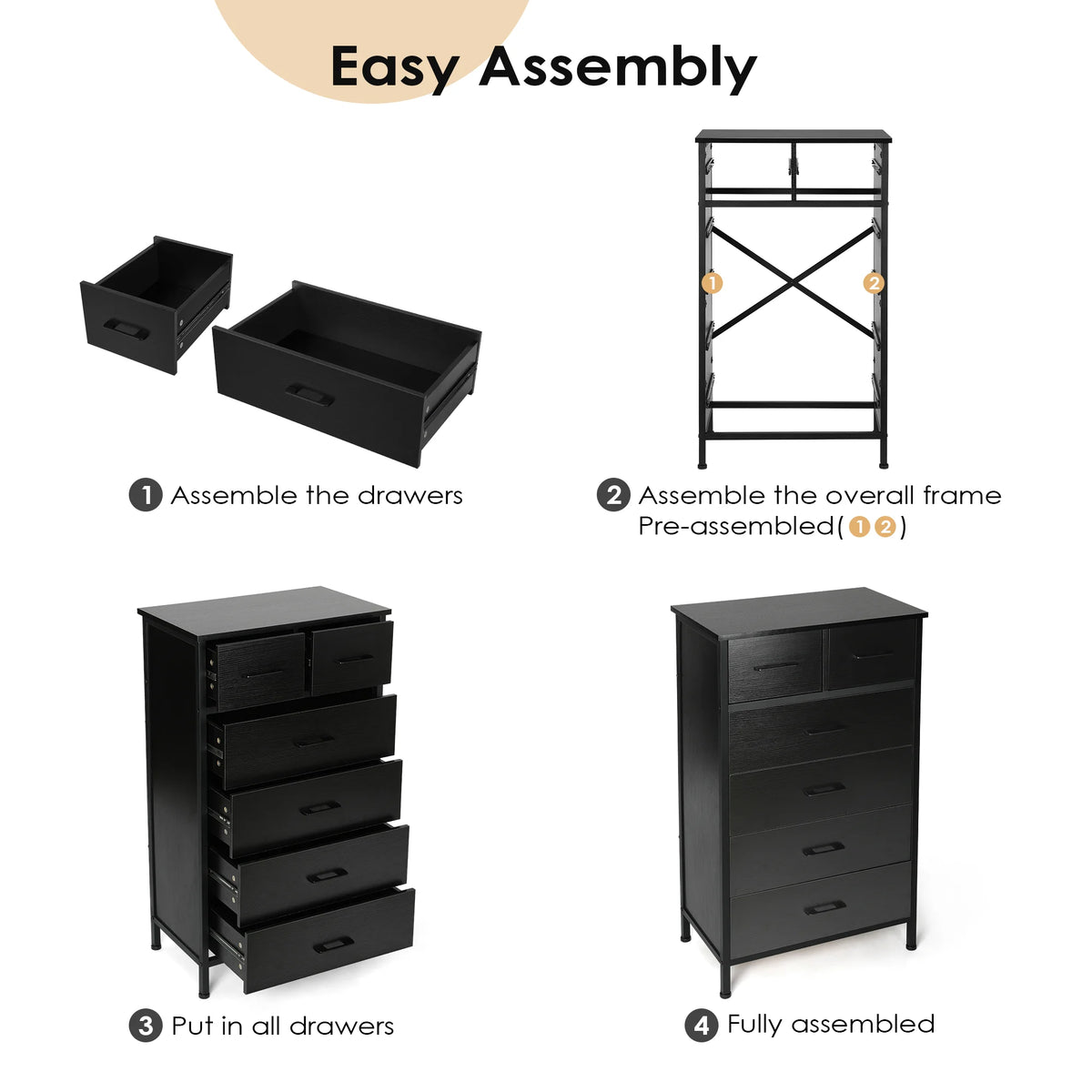 White 6 Drawer Wood Dresser M9937