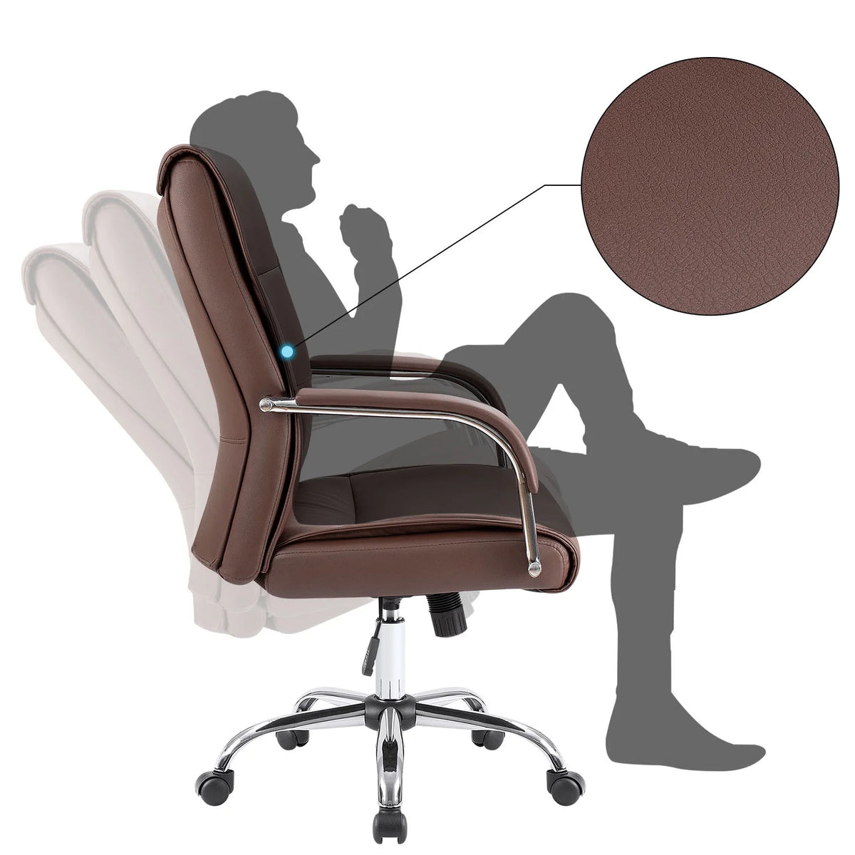 Brown Faux Leather Ergonomic Office Chair F494562