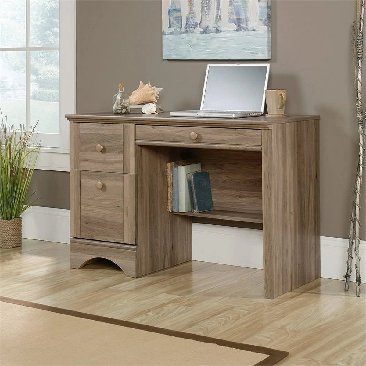 Engineered Wood Computer Desk in Salt Oak P43003