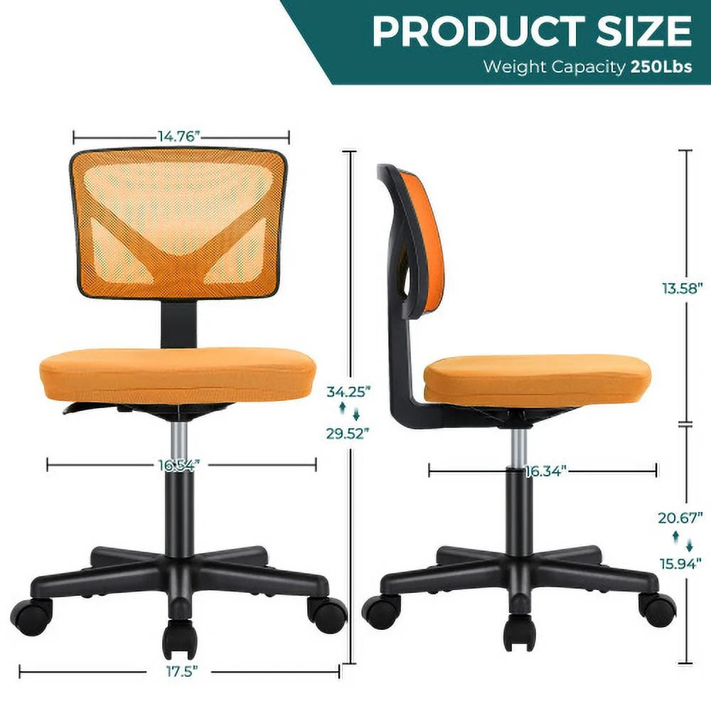 Armless Desk Chair with Lumbar Support K2331