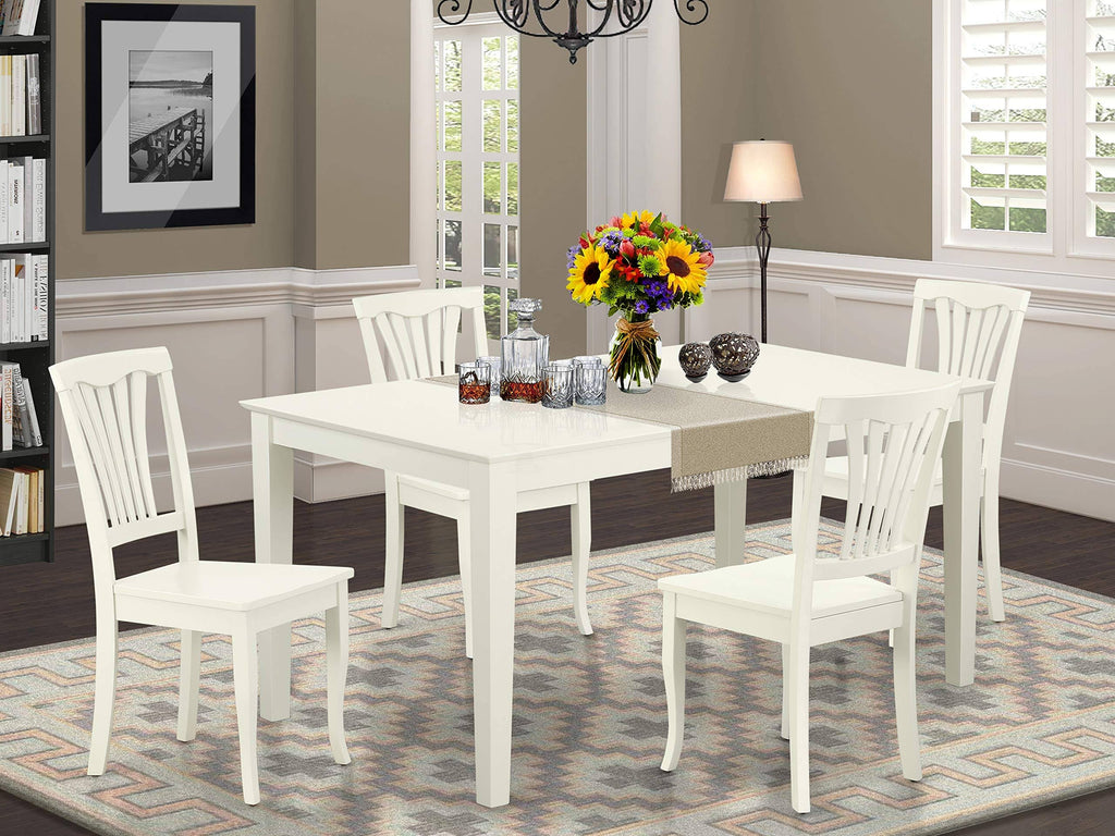 5pc White Rectangular 60 inch Table and 4 Chairs N7773