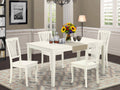 5pc White Rectangular 60 inch Table and 4 Chairs N7773