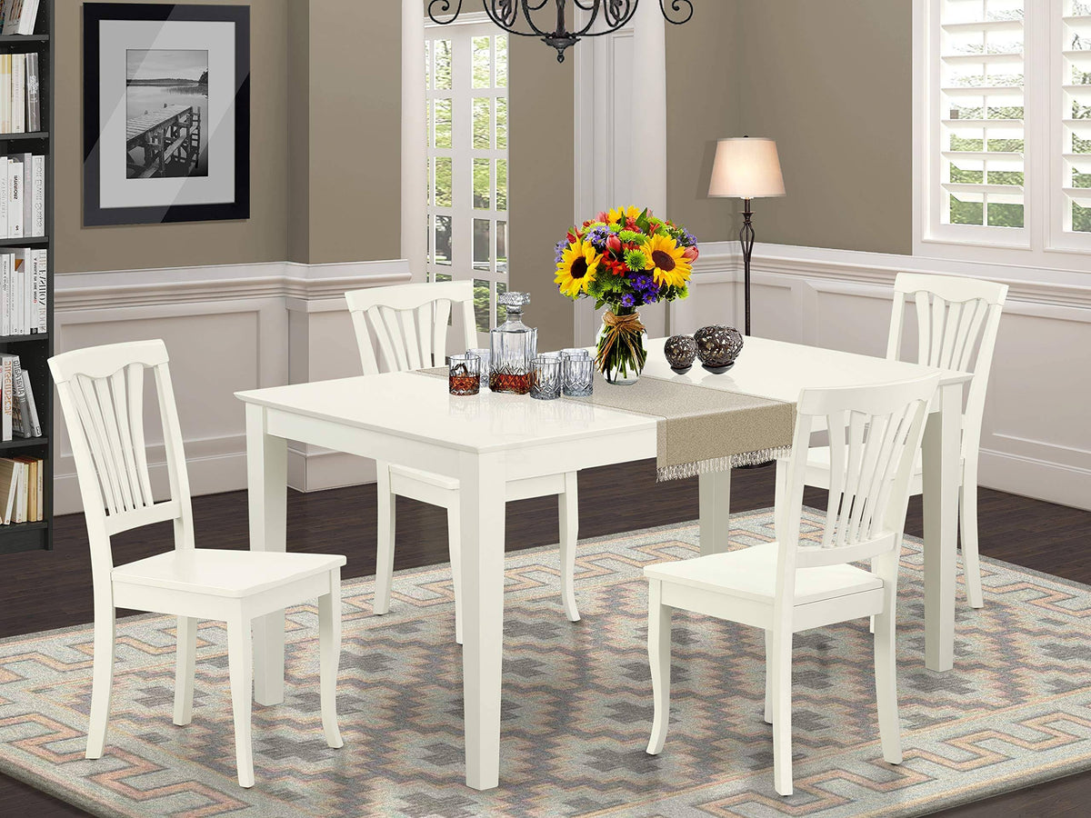 5pc White Rectangular 60 inch Table and 4 Chairs N7773