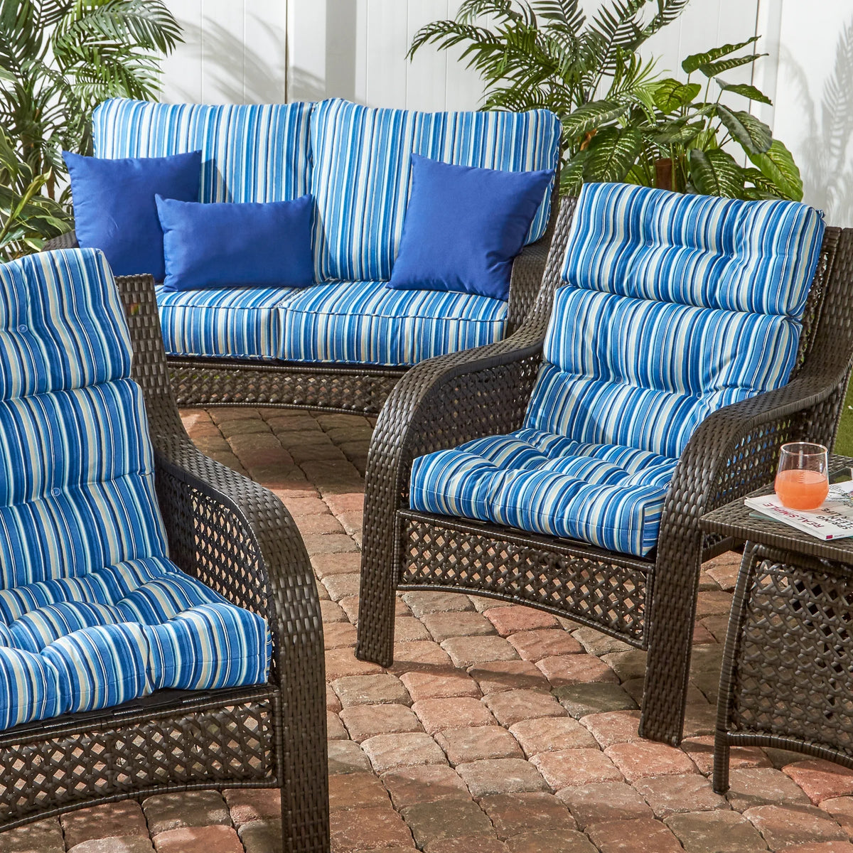 44 x 22 in. Outdoor High Back Chair Cushion Set of 2 Q92351