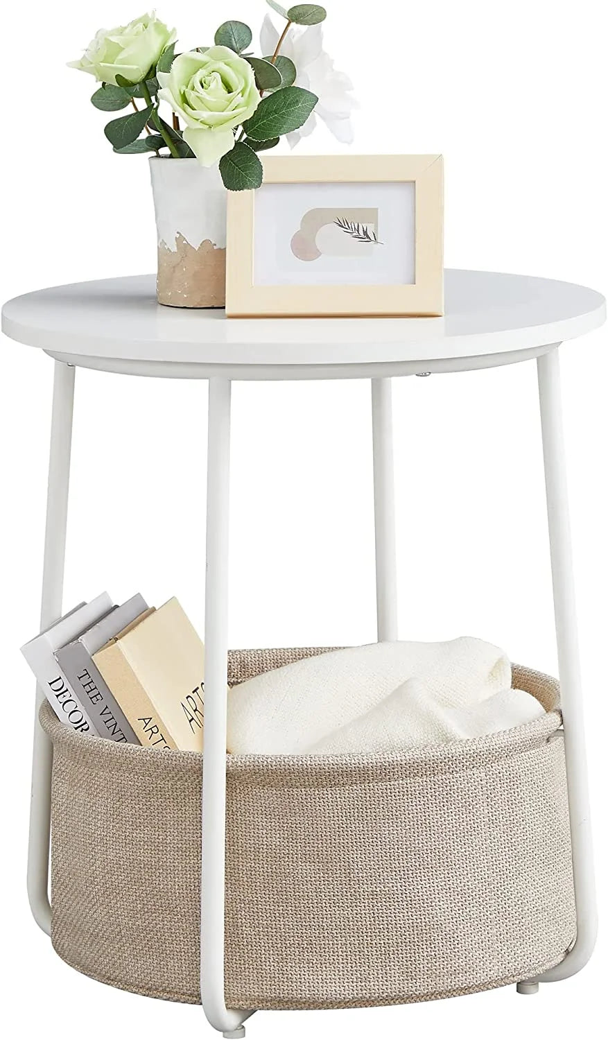 Round Side Table with Fabric Storage Basket W979444
