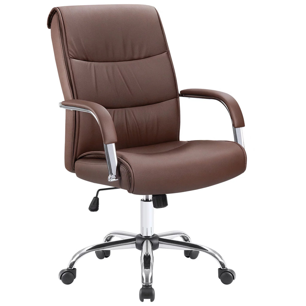 Brown Faux Leather Ergonomic Office Chair F494562
