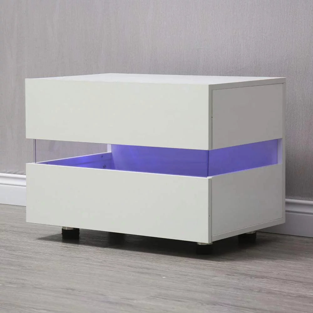White High Gloss 2 Drawer Nightstand F62745