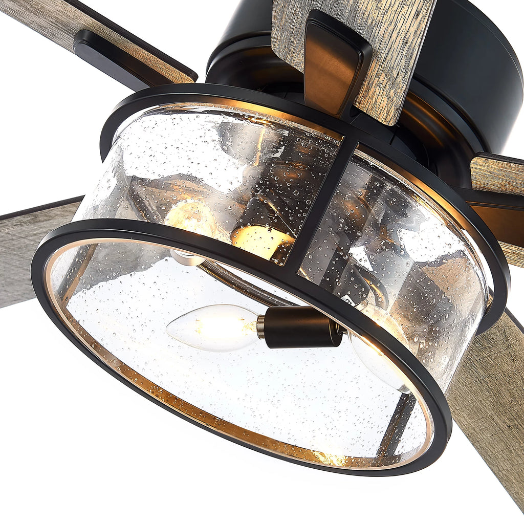 52" Matte Black Reversible Ceiling Fan with Light Kit P738848