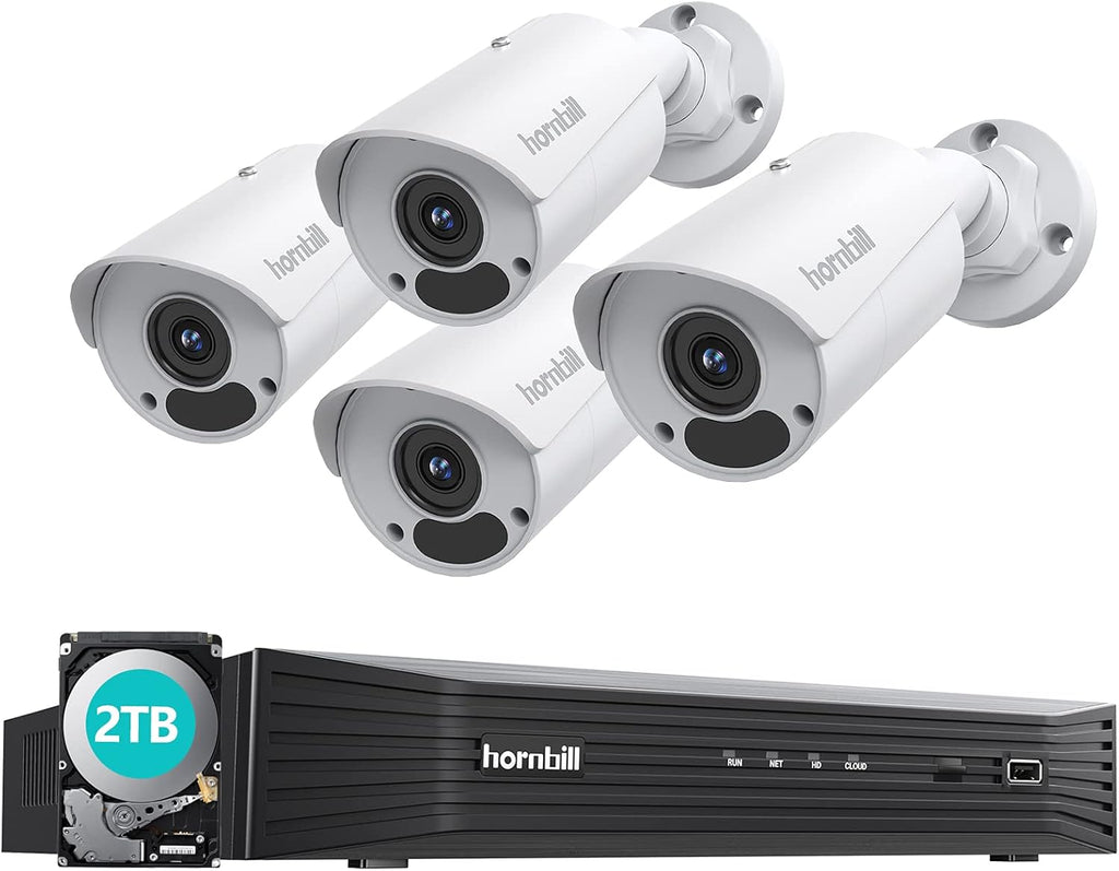 4K PoE Security Camera System 8MP 8CH 4Pcs Wired IP Cameras with Night Vision 2TB Hard Drive T310370