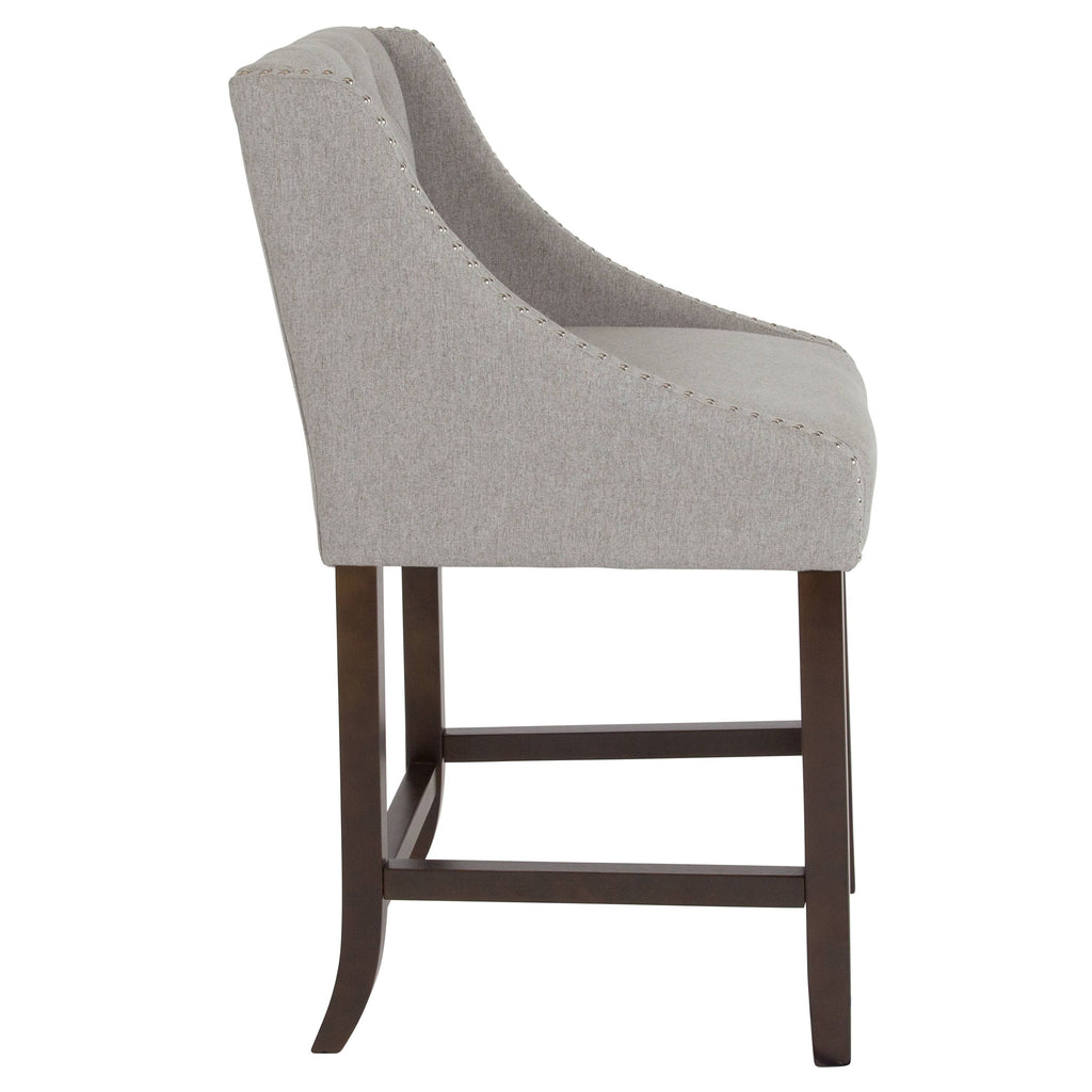 Light Gray Fabric Tufted Counter Height Stool G8212