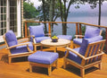 Grade-A Teak Wood 7 Piece Sofa Set with 4 Lounge Chairs, 2 Ottomans and Round Coffee Table C800612