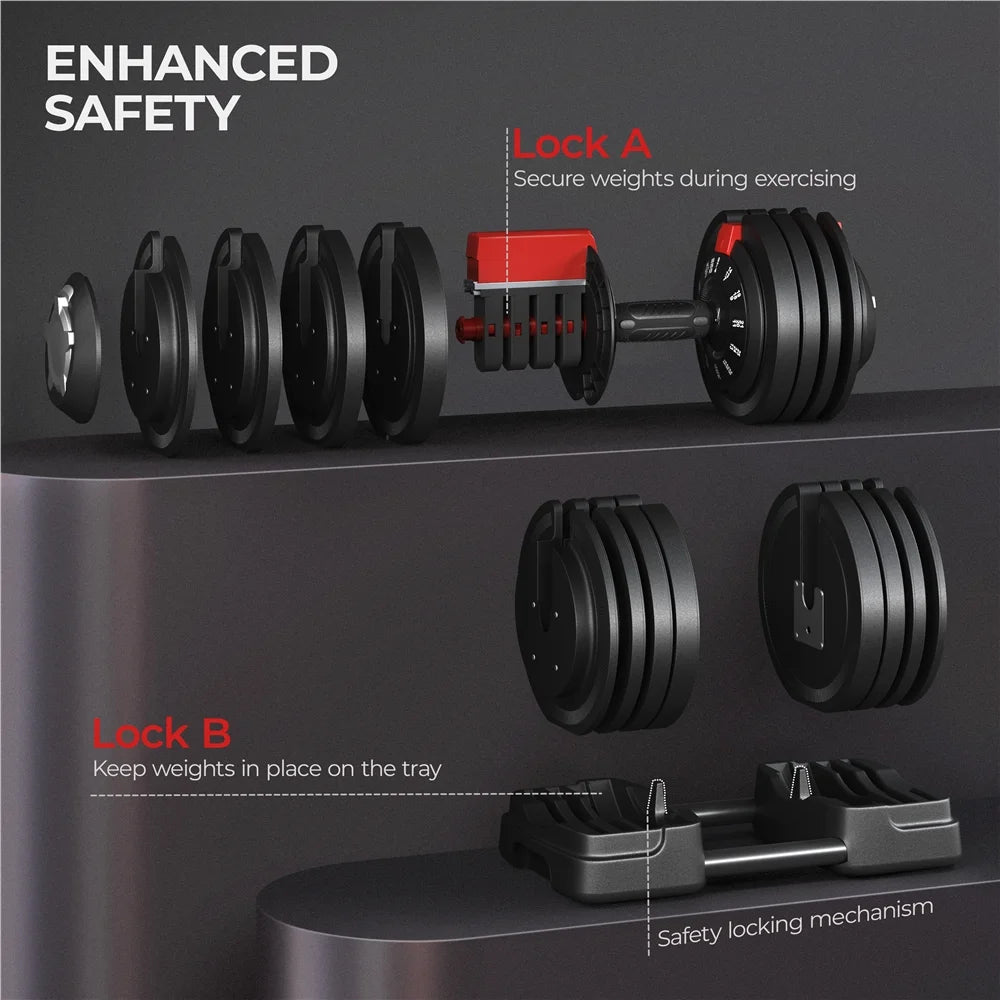 3-In-1 Quick-Adjust Dumbbell Weight Set Black W11380