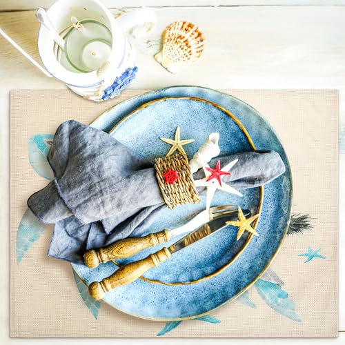 Coastal Christmas Placemats 4 Sets Linen 12 x 18 Inch P49937