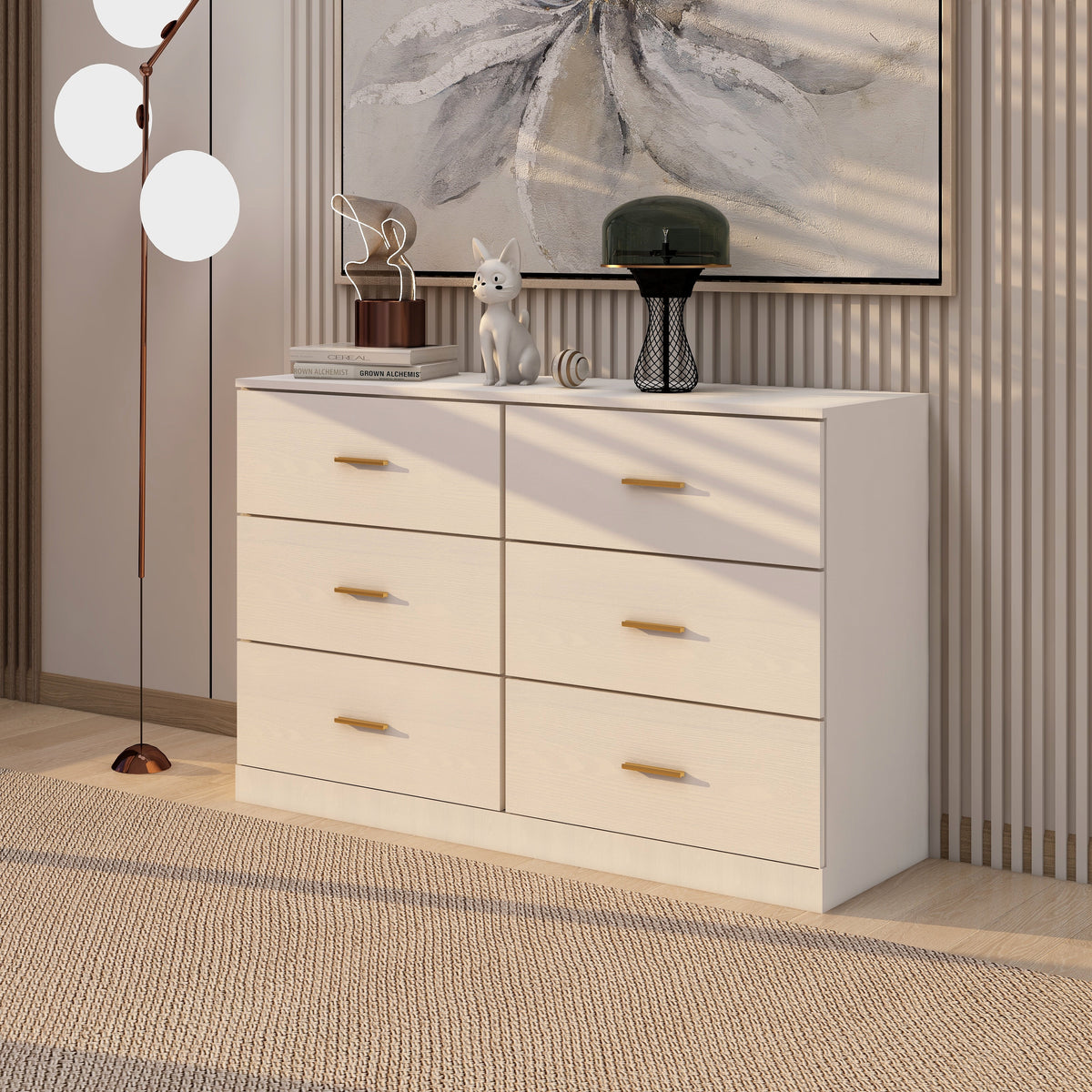 White 6 Drawer Dresser P368522