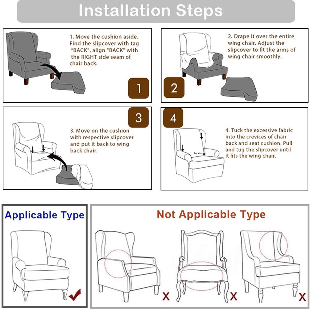 2-Piece Wing Chair Slipcover F47314