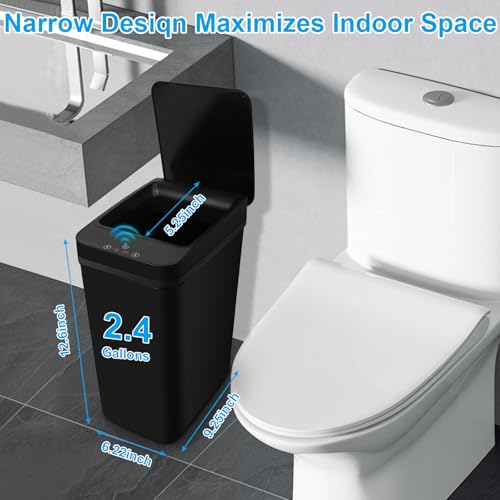 2 Pack 2.4 Gallon Black Touchless Trash Can N1152