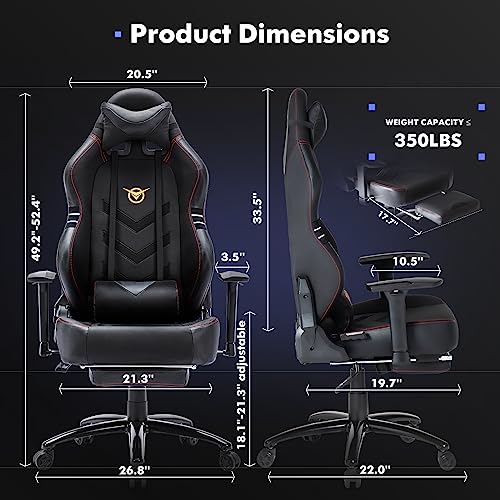 Big and Tall Gaming Chair with Footrest Ergonomic High Back Reclining H1086