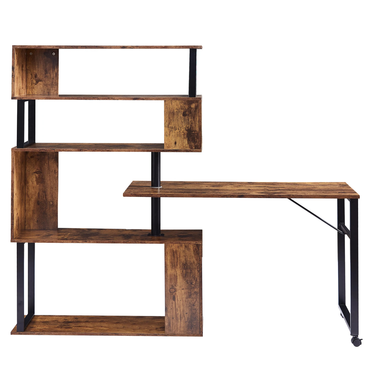 L-Shaped Corner Computer Desk with Bookshelf R435
