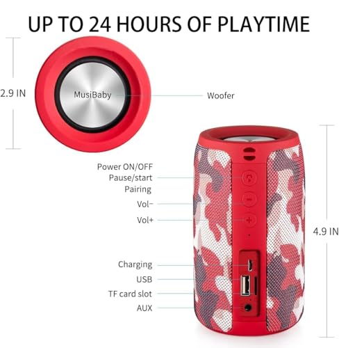 Bluetooth Speaker, Small Portable Speaker, Waterproof, Wireless, Bass, HD Sound, 24H Playtime S3575