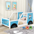 Blue Car-Shaped Twin Platform Bed with Wheels B32862