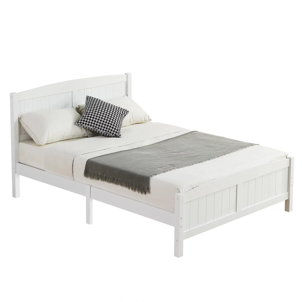 Queen Solid Pine Wood Platform Bed Frame with Headboard D420